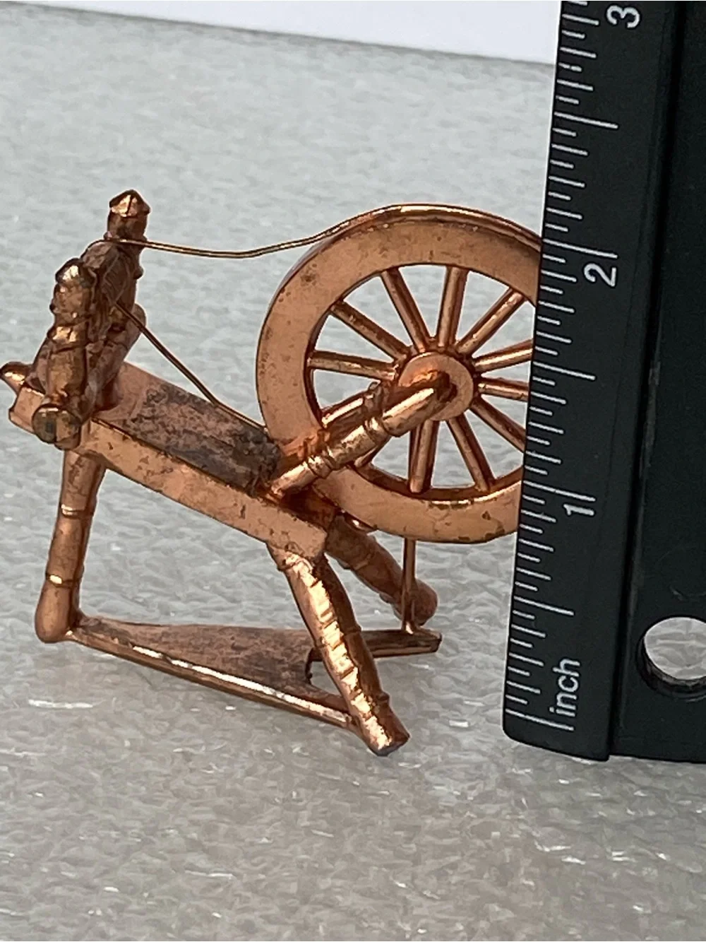Vintage Dollhouse Miniature Die-Cast Metal Spinning Wheel